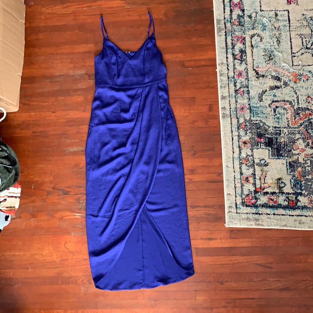 Express cobalt blue Hi-lo dress